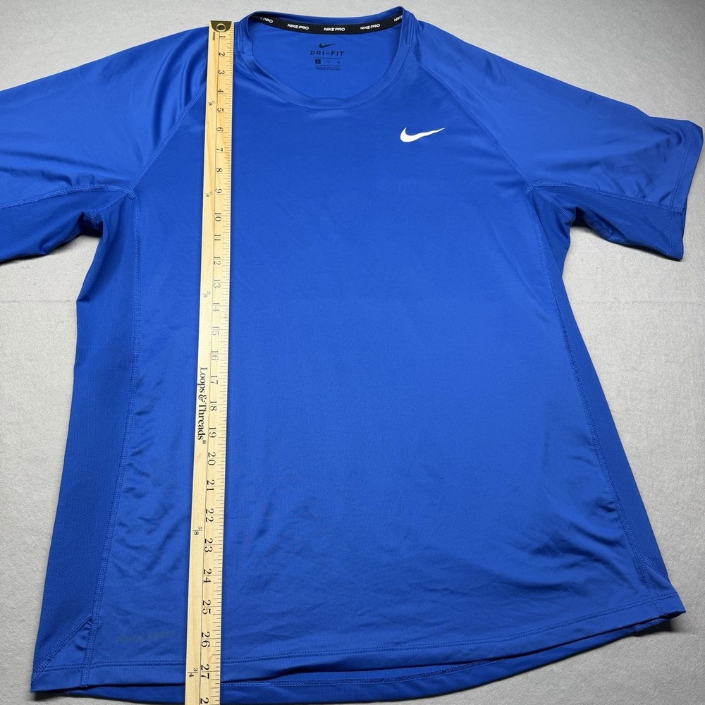 Nike Pro Dri-FIT Men's Blue XL Athletic Fit Lightweight Crew T-Shirt - Picture 3 of 7